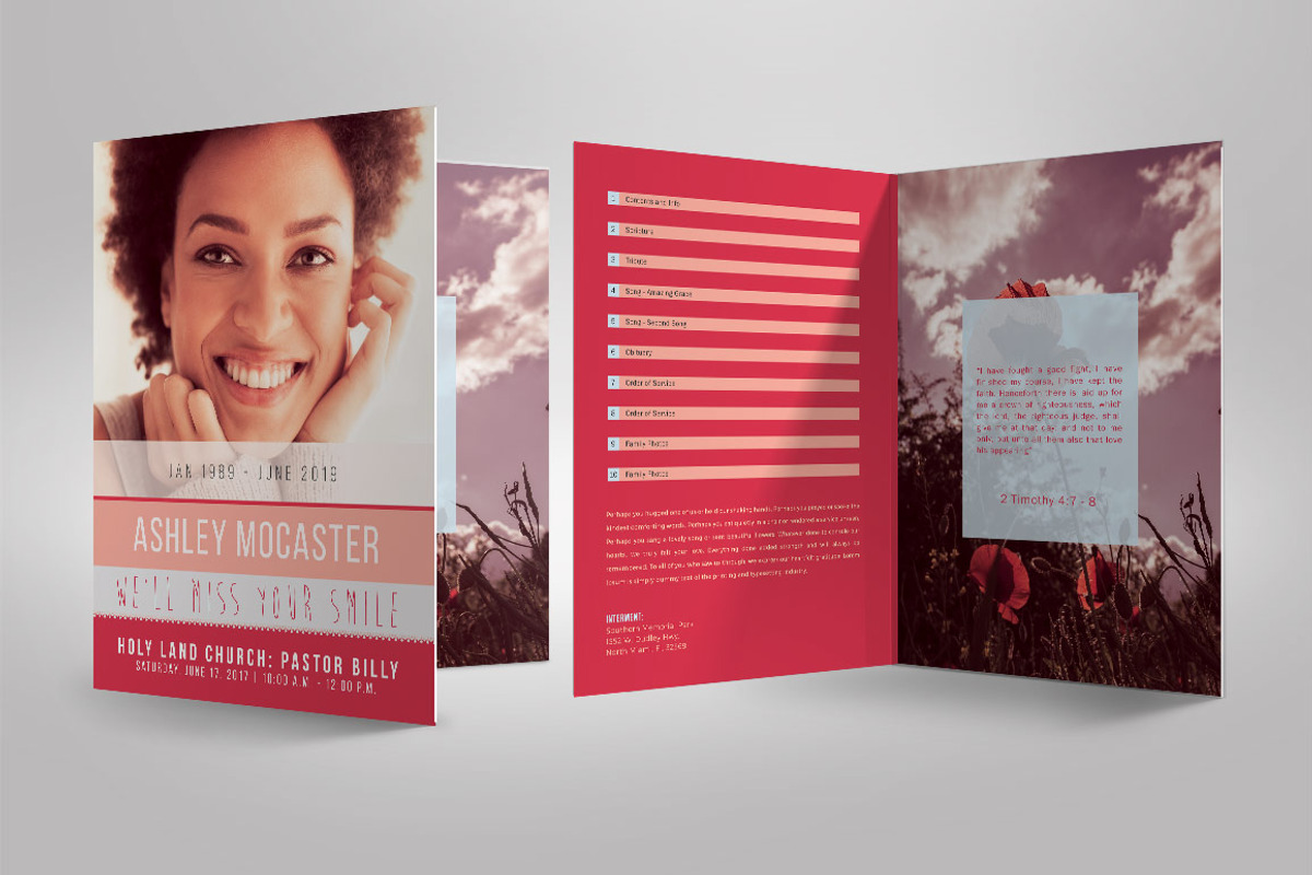 Funeral Program 04 Feminine Smile, a Brochure Template by SeraphimChris (Photo 7 of 8)