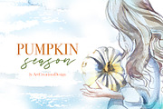 Watercolor Pumpkin Season Clipart, a Seasonal Illustration by ArtCreationsDesign (Thumbnail 20 of 22)