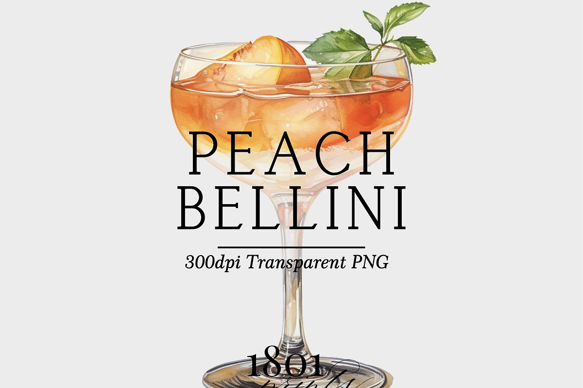 Peach Bellini Cocktail Illustration, an Illustration by 1801Prints (Photo 1 of 4)