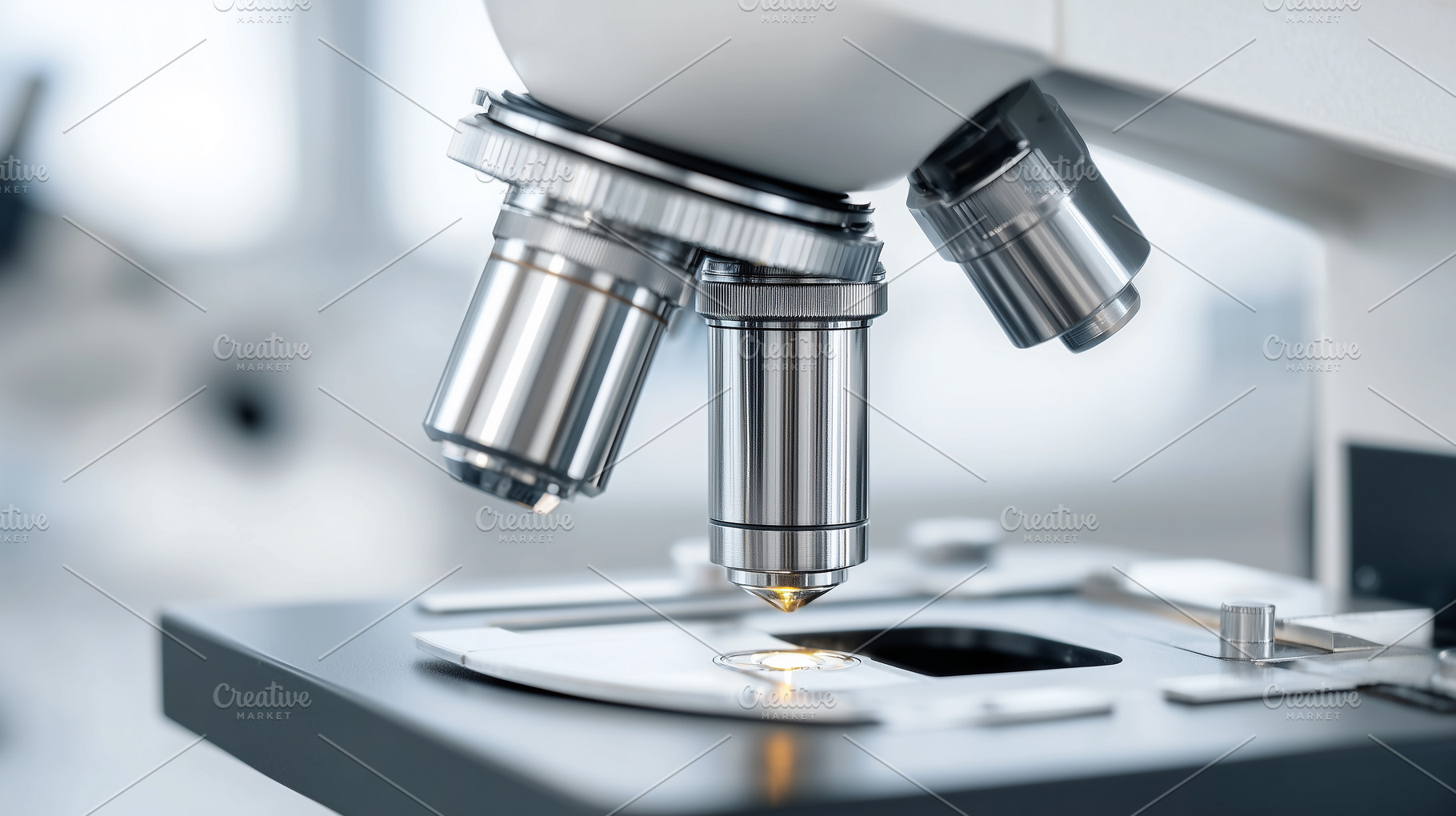 Modern laboratory microscope lens, a Health & Medical Photo by MistyDay