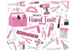 Pink Tools Clipart Bundle, DIY Tools, an Object Illustration by SugarPickle Clip Art