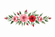 Vintage Rose Watercolor Set, an Illustration by Creativeshirt (Thumbnail 6 of 11)