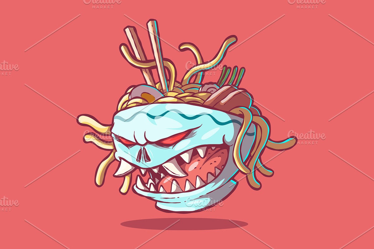 Monster Ramen!, a Food Illustration by pedrors