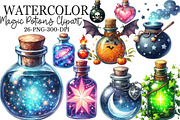 Watercolor Magic Potions Clipart, an Illustration by Rose Art (Thumbnail 1 of 7)
