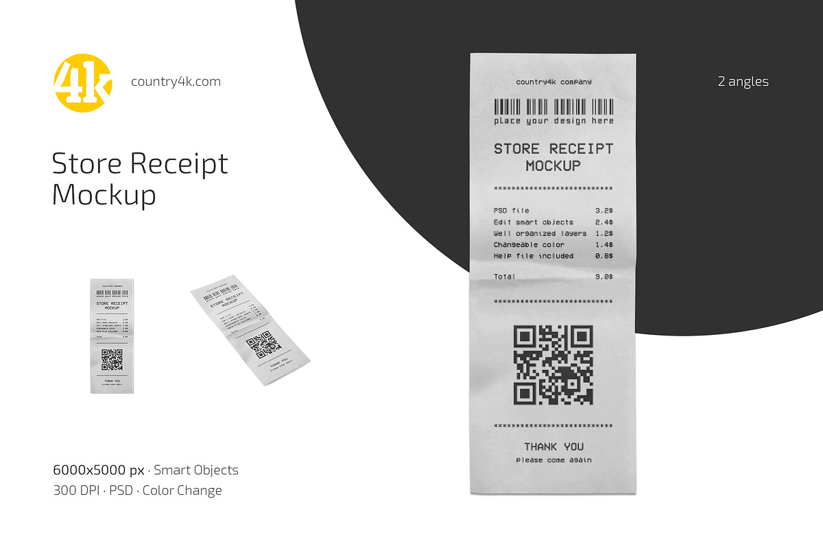 Store Receipt Mockup Set, an Advertising Mockup by Country4k (Photo 1 of 4)