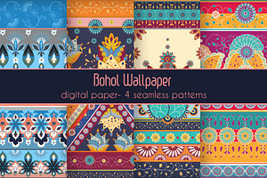 4 Colourful Vector Seamless Pattern