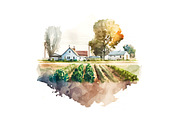 Farms - Watercolor illustrations 01, an Illustration by Graxaim Mock-up (Thumbnail 2 of 9)