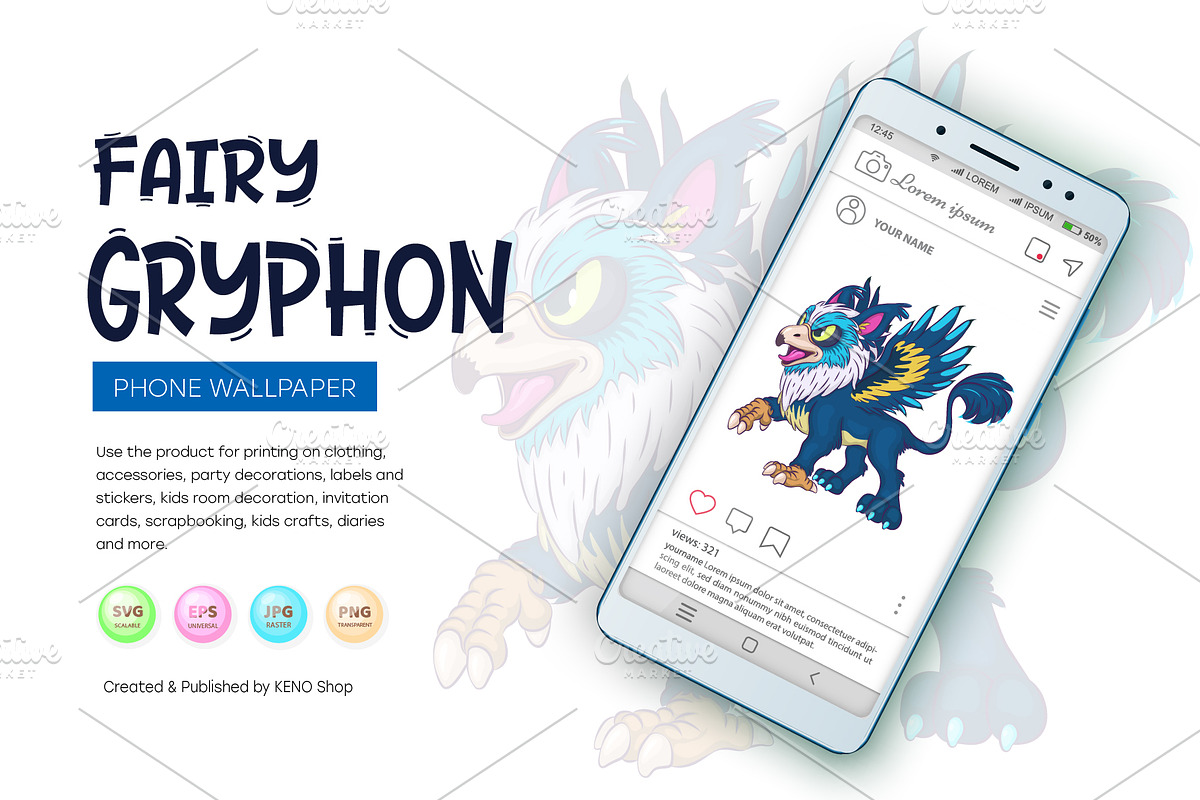 Fairy Cartoon Gryphon., an Animal Illustration by KENO Mascots (Photo 5 of 8)