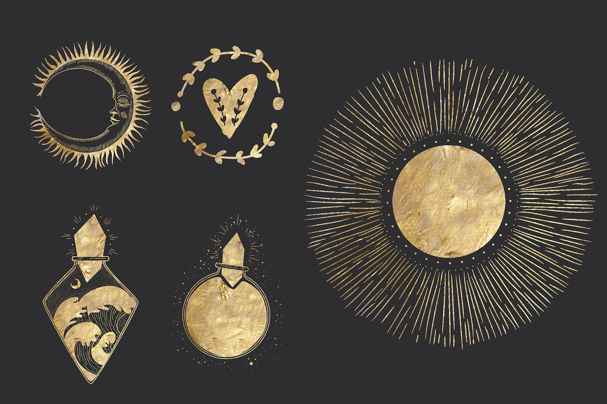 Golden kaleidoscope. Vector graphics, a Decorative Illustration by Chikovnaya (Photo 12 of 14)