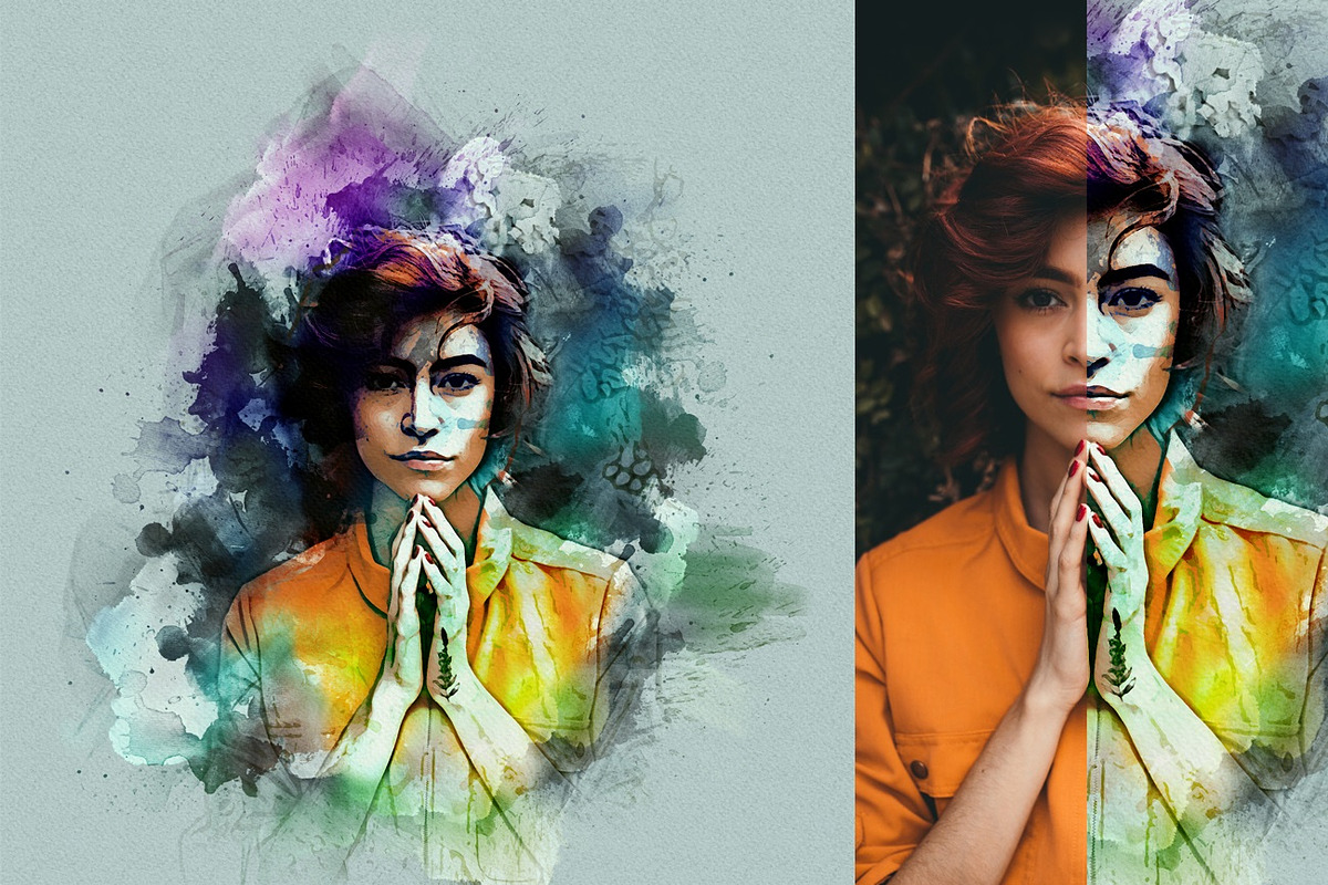 Watercolor Portrait Art, an Action Add-On by MRI STUDIO (Photo 10 of 15)