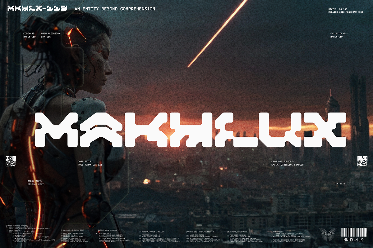Makhlux 119 - Futuristic Typeface, a Sans Serif Font by Pengedar Seni (Photo 2 of 11)