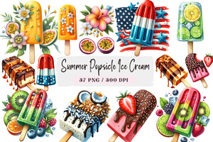 Summer Popsicle Ice Cream Clipart, a Seasonal Illustration by DreamArtGraphic