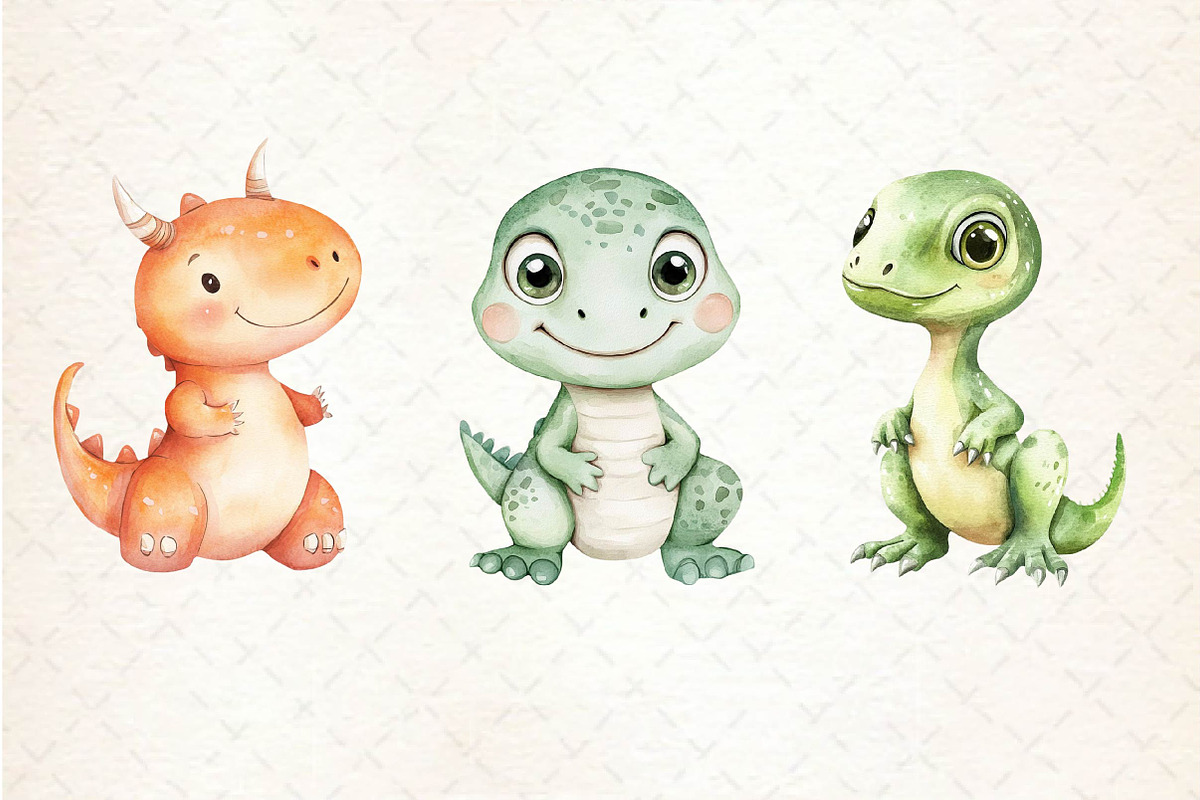 Dinosaurs Watercolor Clipart, an Illustration by Dream Creation (Photo 5 of 5)