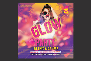Glow Party Flyer, a Flyer Template by DSGraphicDesign