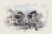 House Watercolor Painting, an Action Add-On by Photoshop Action (Thumbnail 2 of 12)