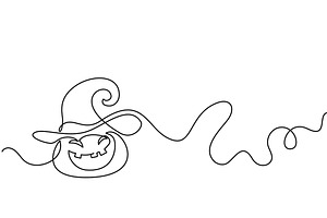 Creepy pumpkin wearing hat, a Decorative Illustration by Valenty