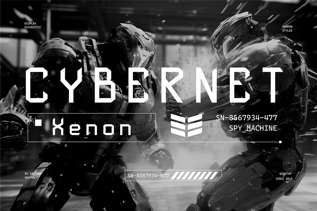 VB Horen - Futuristic Display Font, a Sans Serif Font by VALIANTBROTHA (Photo 4 of 11)