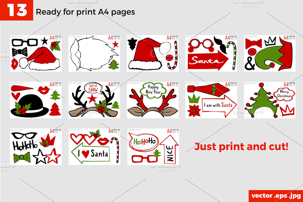 Christmas Photo Booth Props Set & A4, an Icon by Sopelkin (Photo 4 of 5)