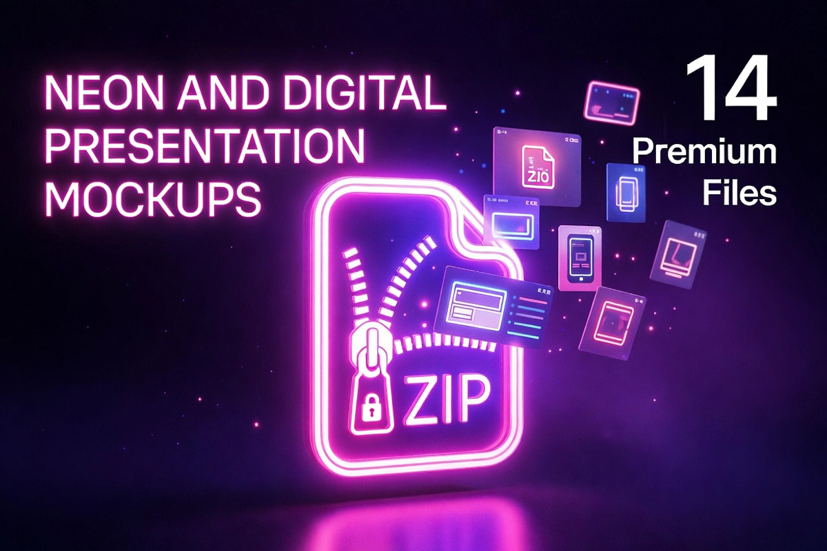 Neon Glow Digital Logo Mockup PSD, an Advertising Mockup by Dreamanart (Photo 2 of 3)