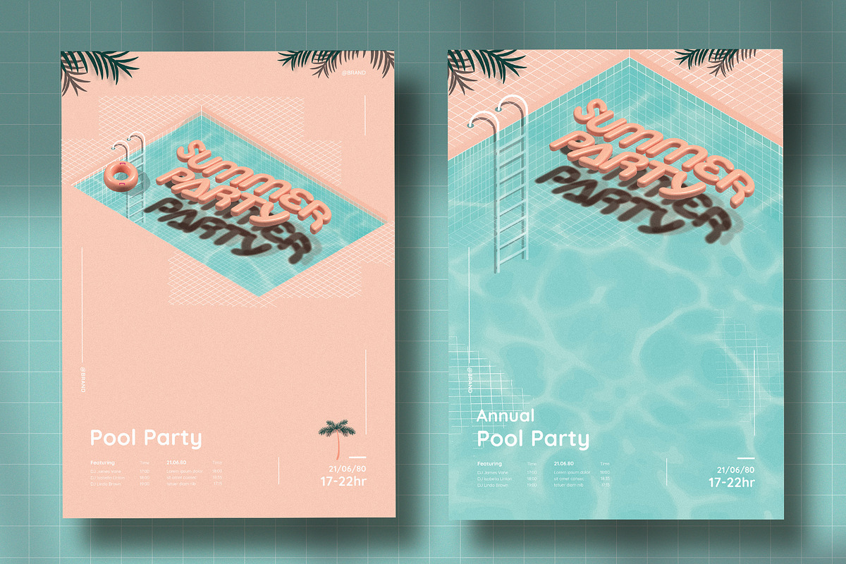 Summer Party Poster with 3D Text, a Print Template by wavebreak