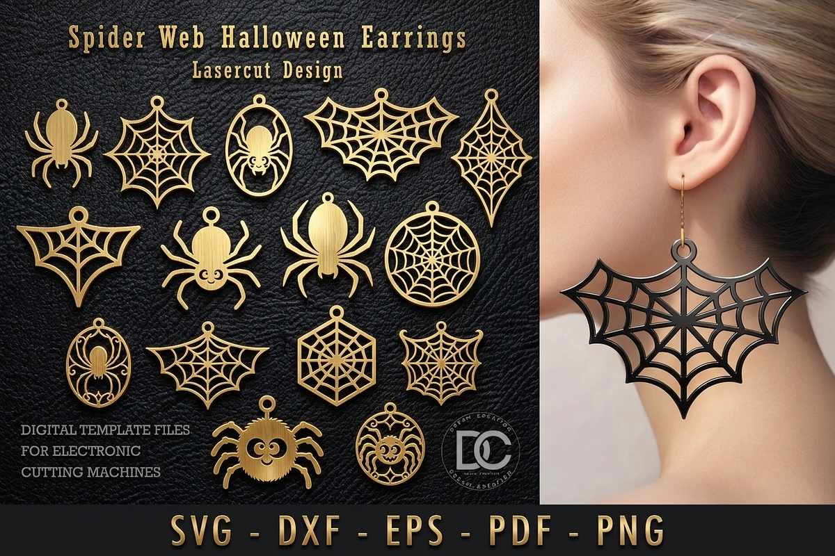 Halloween Spider Web Earring SVG, a Work Illustration by Dream Creation (Photo 1 of 3)