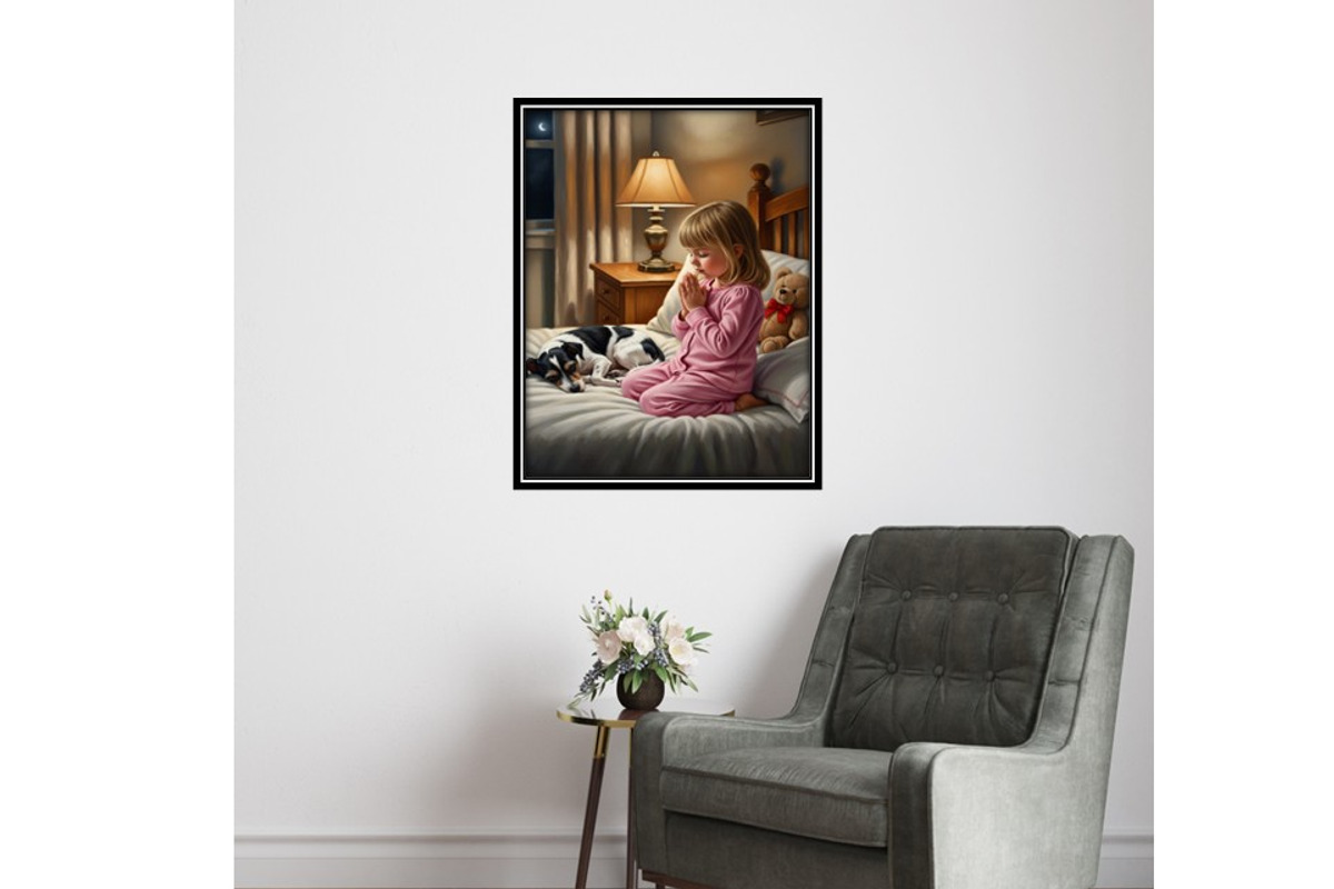 Girls praying at bedtime, a Person Illustration by Kat's Artful Creations (Photo 7 of 11)