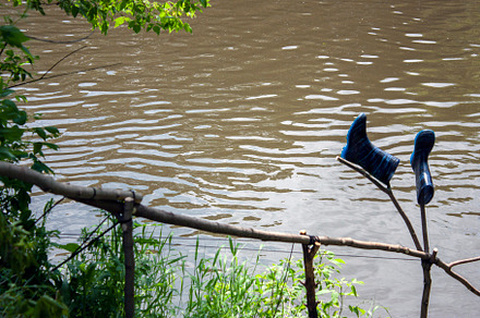 A pair of blue and dirty boots, a Holiday Photo by Schreibikus