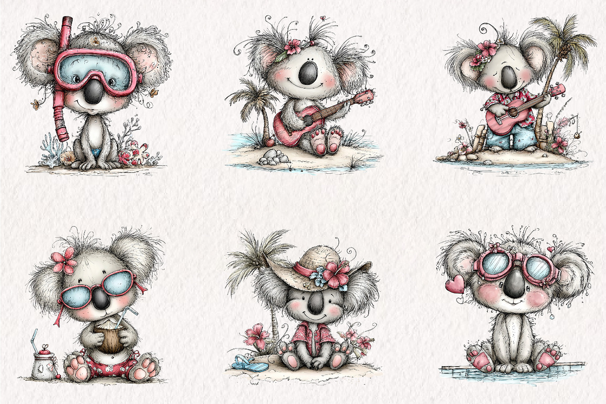 Summer Beach Koala PNG Clipart, an Animal Illustration by CreationArt (Photo 2 of 7)