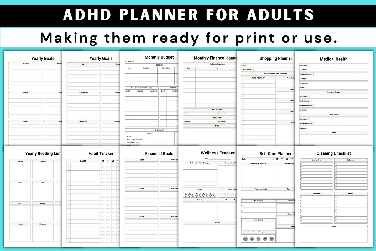 ADHD Planner for Adults, a Stationery Template by Designmela01 (Photo 4 of 8)
