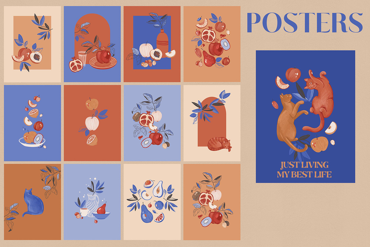Cats & Fruits | Posters Collection, a Food Illustration by Anastezia Luneva (Photo 6 of 10)