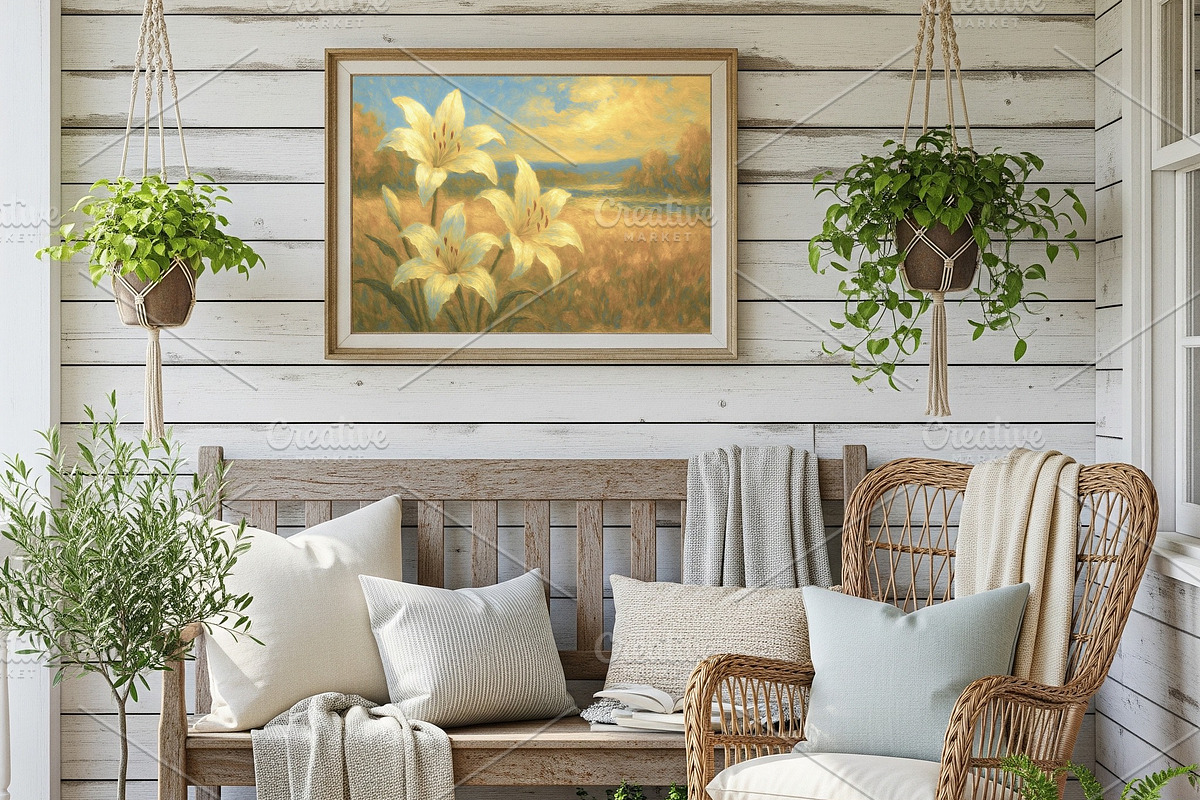 Golden Sunset Lily Painting, a Background Graphic by Floraphoria (Photo 4 of 10)