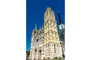 Cathedral notre dame of rouen in containing rouen, cathedral, and architecture, an Architecture Photo by Leonid Andronov