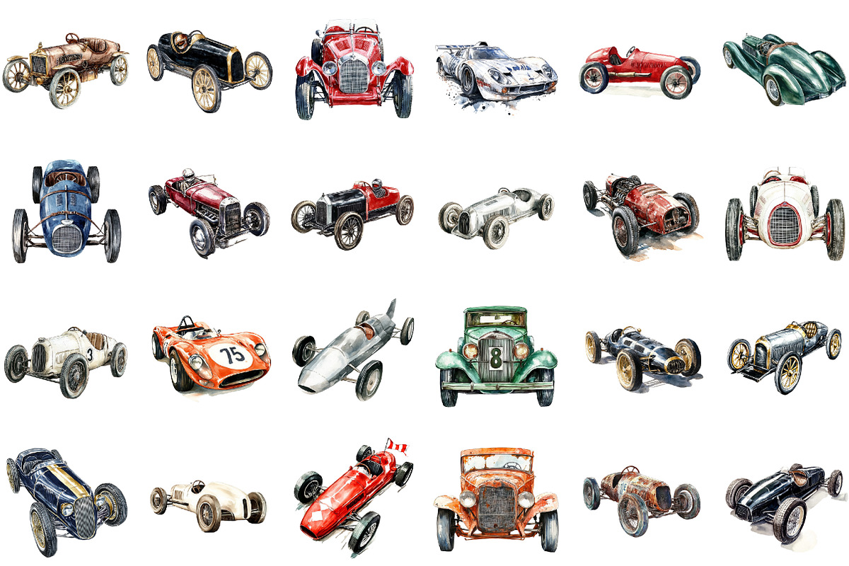 Vintage Old Race Car Clipart, an Illustration by Sublimation Artist (Photo 2 of 6)
