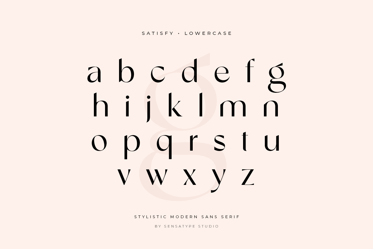 satisfy modern stylistic sans serif, a Sans Serif Font by Sensatype (Photo 16 of 18)