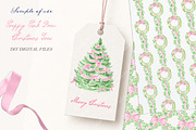 Preppy Pink Bow Christmas Tree, a Seasonal Illustration by LABFcreations (Thumbnail 3 of 4)