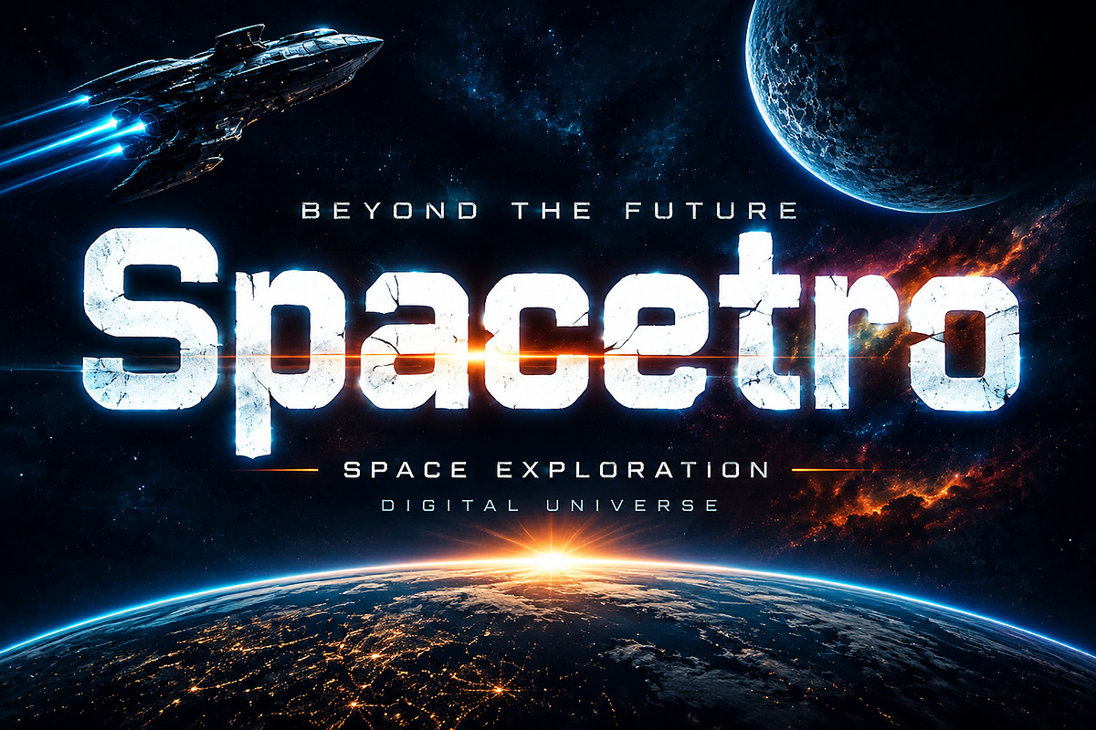 Spacetro – Display Typeface, a Script Font by Wow Magic (Photo 5 of 5)