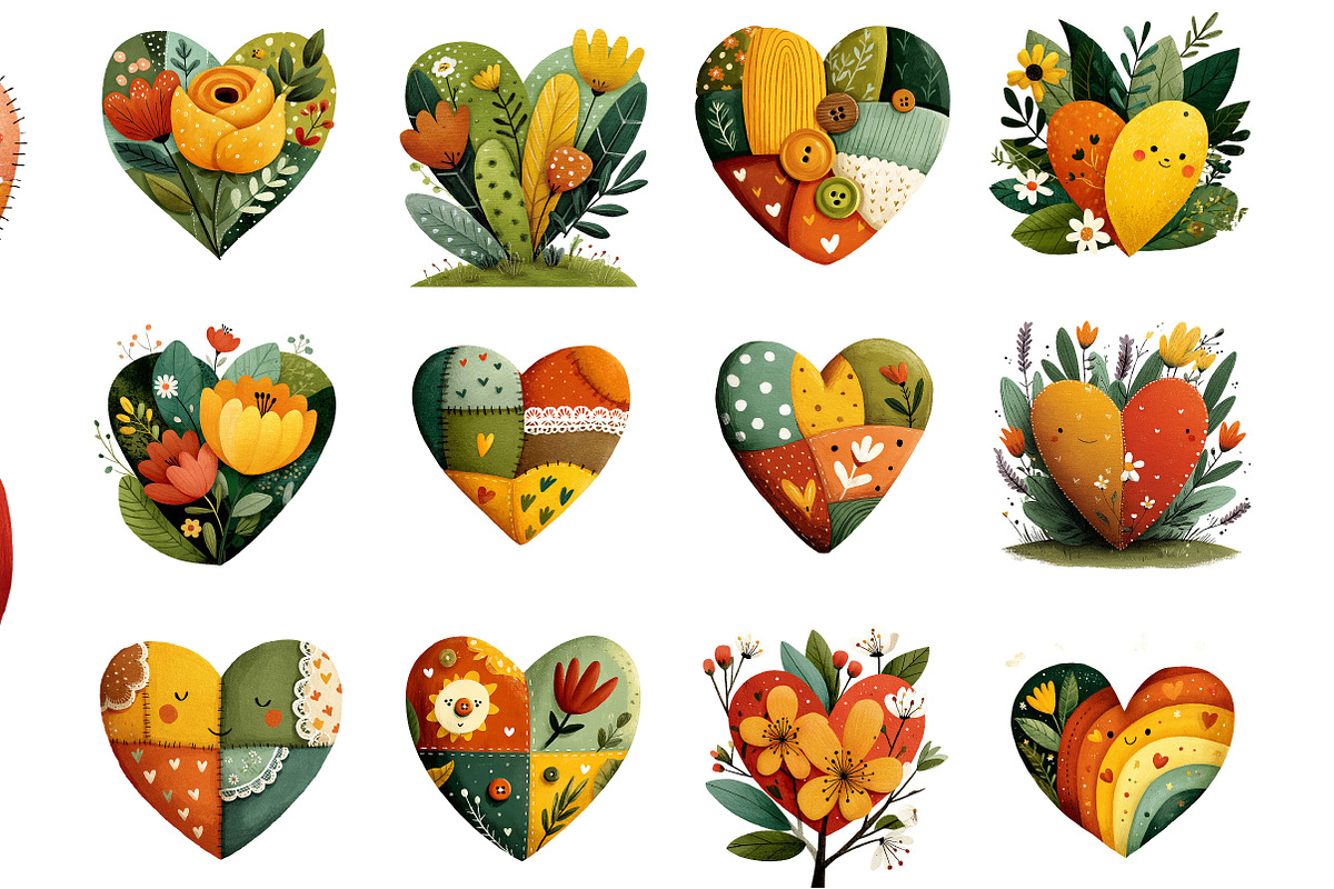 Patchwork Valentine’s Day Heart Clip, an Illustration by DreamArtGraphic (Photo 2 of 4)