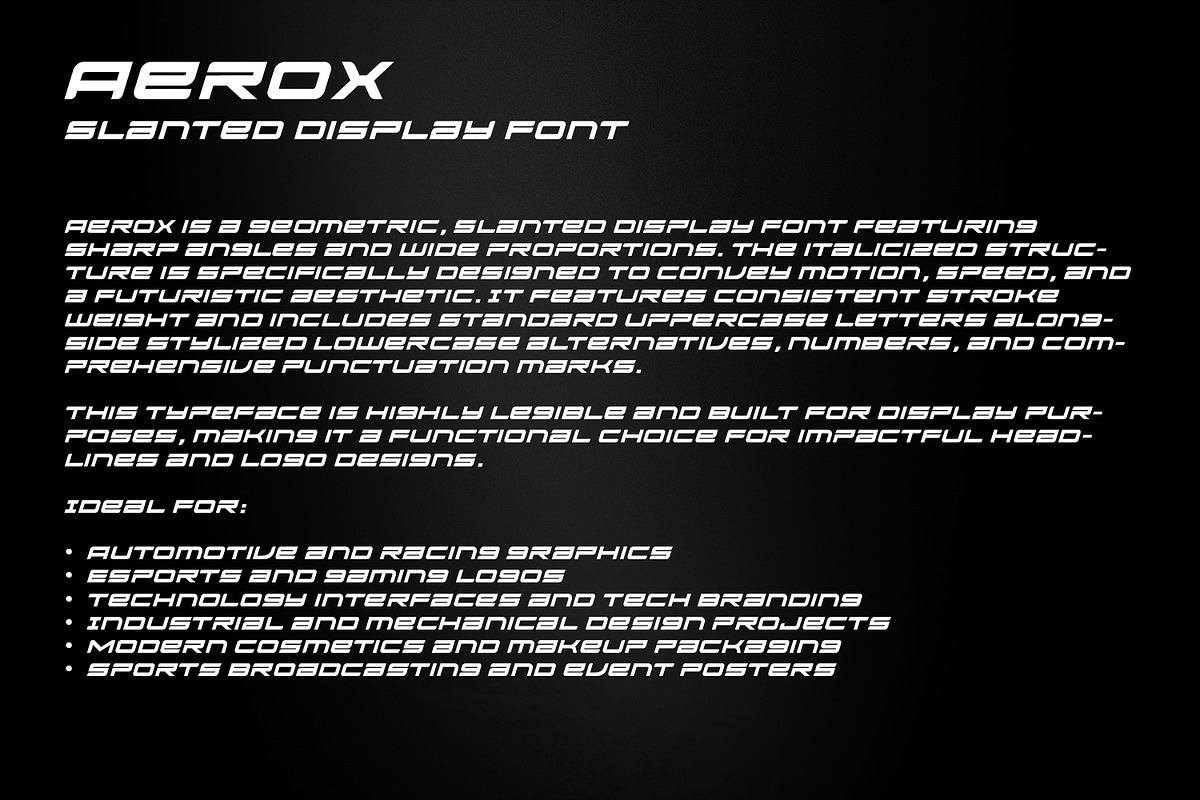 AeroX - Slanted Display Typeface, a Sans Serif Font by OWPictures (Photo 7 of 9)