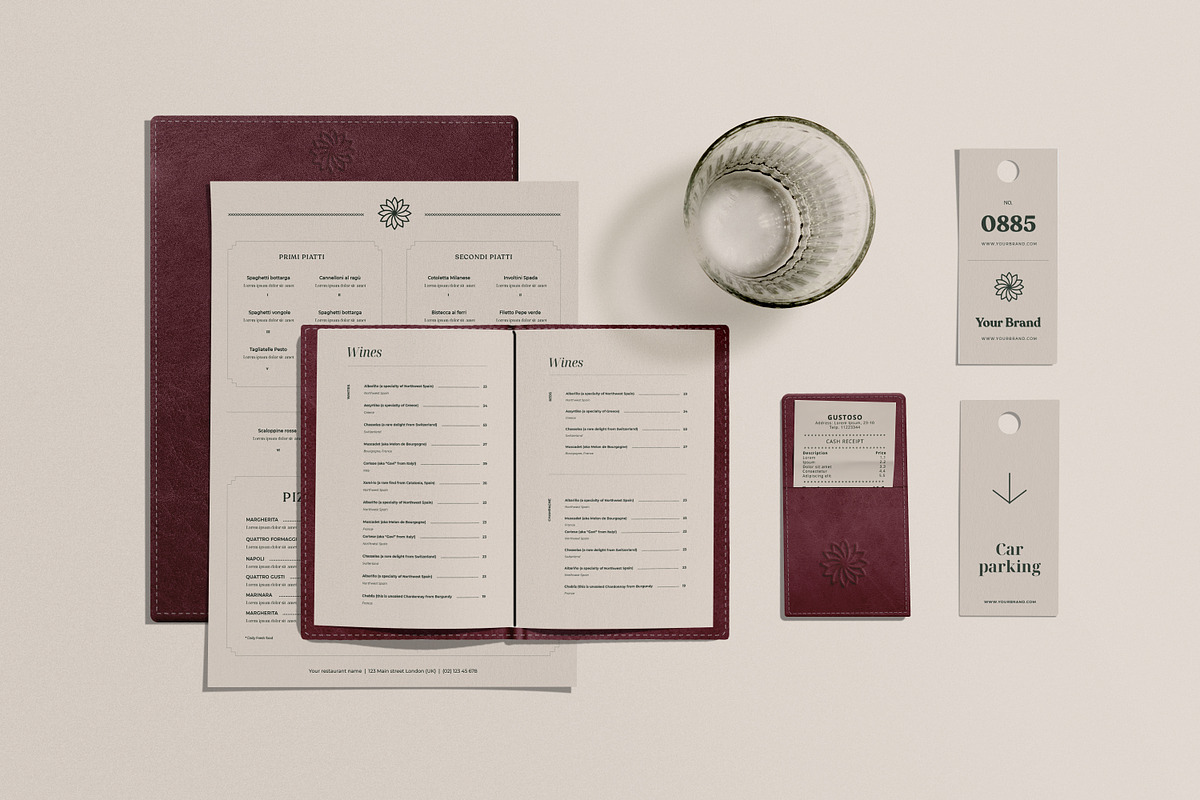Restaurant Branding Mockup Kit, a Books & Magazine Mockup by Catkie - Digital Art (Photo 4 of 8)