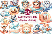 Airplane watercolor clipart Cute, an Illustration by CreationArt (Thumbnail 1 of 9)