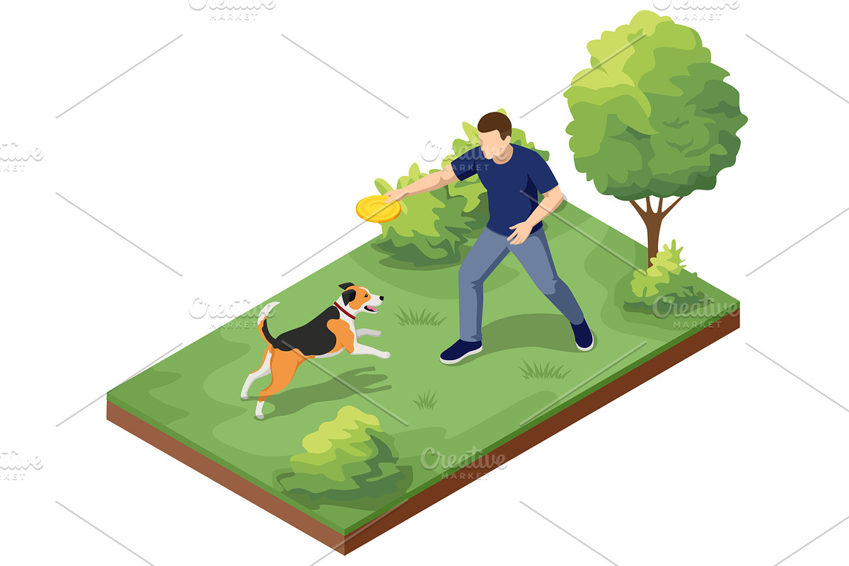 An isometric illustration of a man, an Animal Illustration by Golden Sikorka