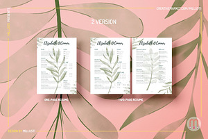 Minimalist Greenery Resume Canva Tem