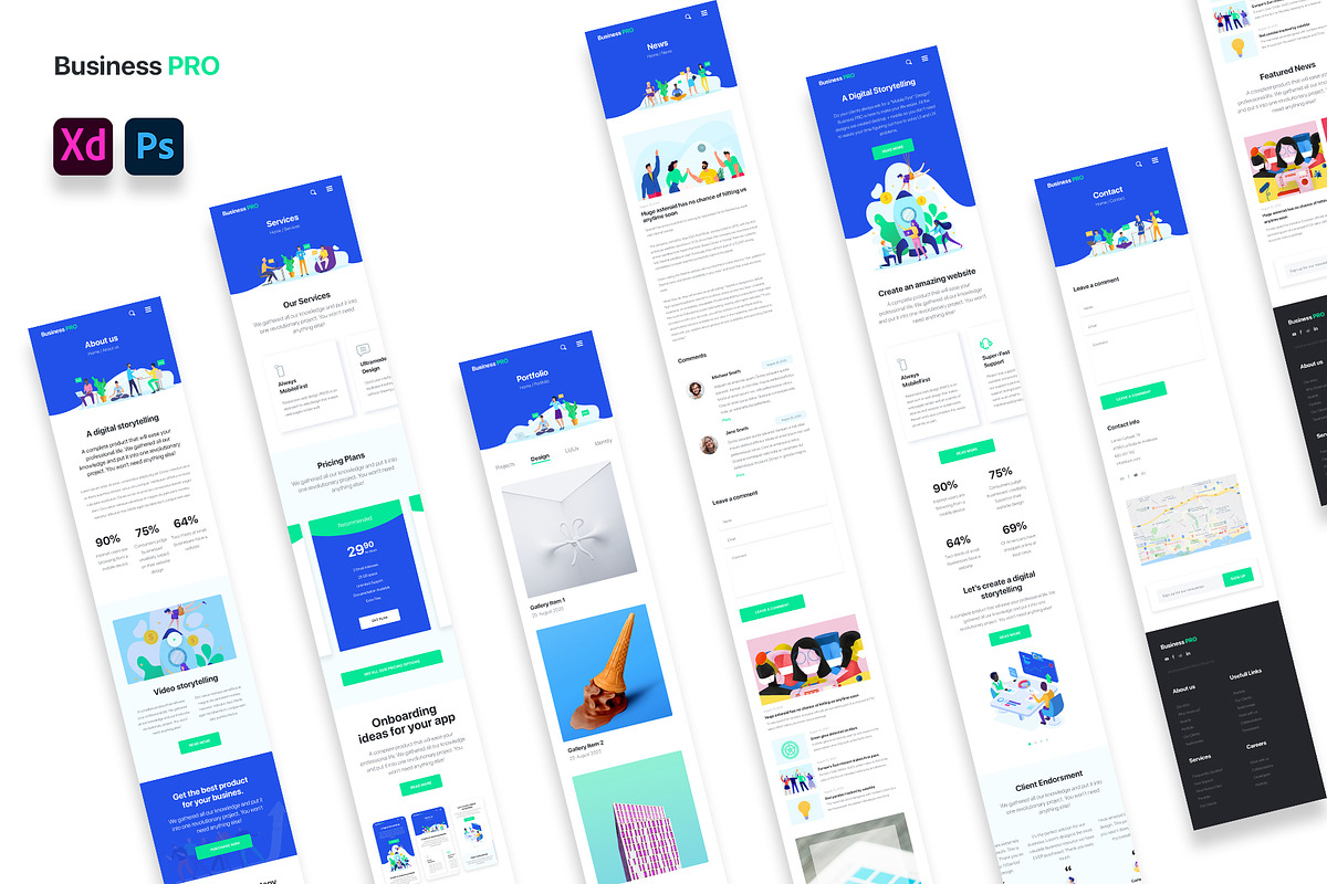 BusinessPRO | PSD & XD mobile first, a Landing Page Template by Milo Studio (Photo 3 of 10)
