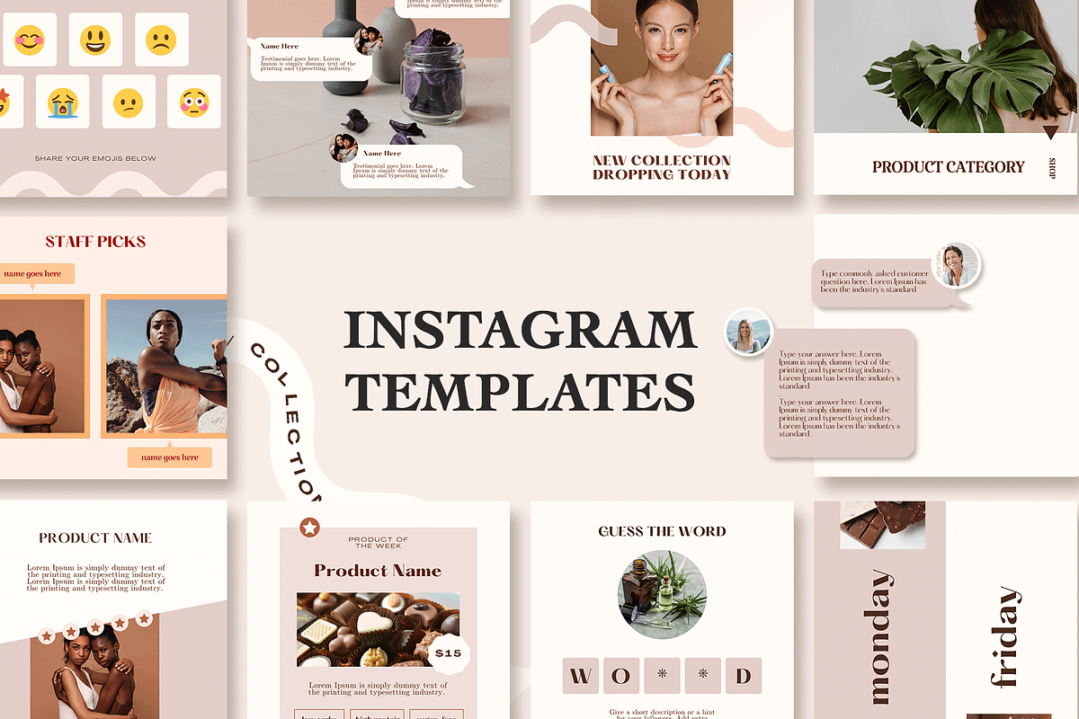 Feminine Instagram Templates, a Social Media Template by Kseniia_Design (Photo 1 of 12)