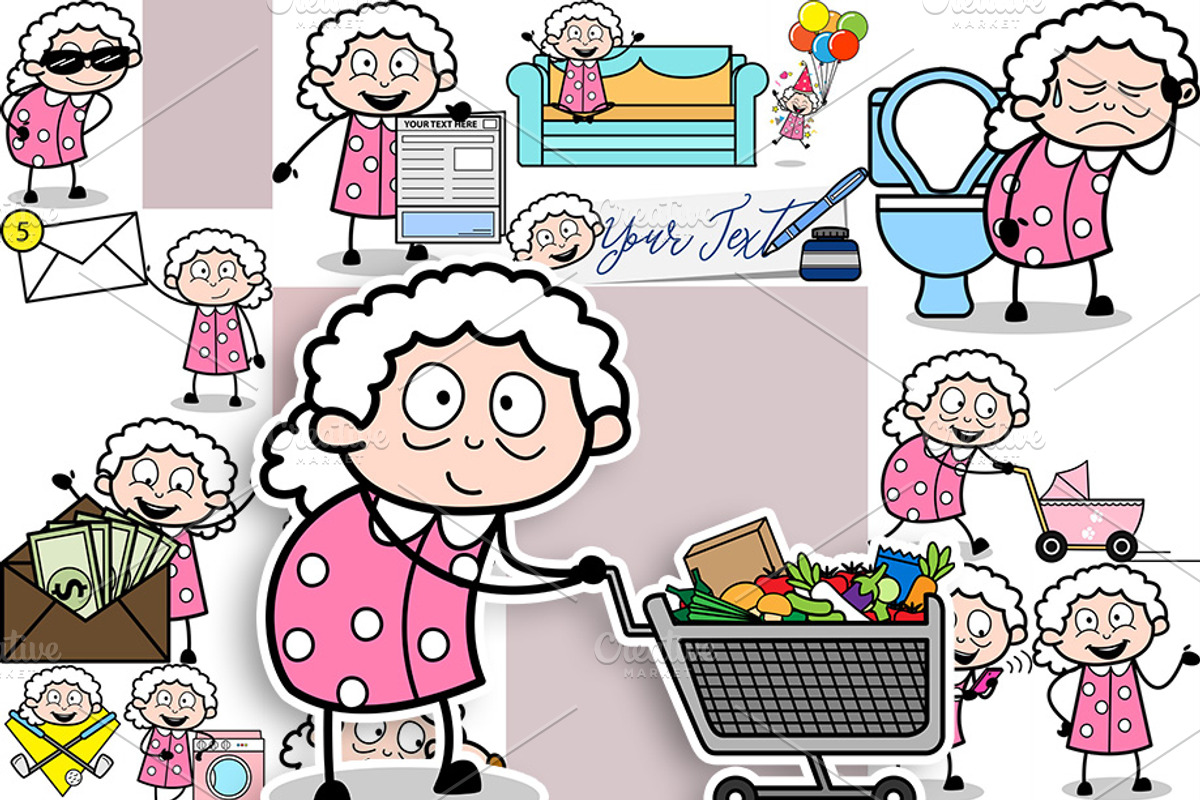 Grandmother ~ Cartoon Character Set, a Person Illustration by The Toon Company (Photo 12 of 12)