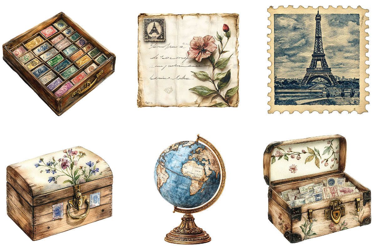 Stamp collecting Clipart, a Seasonal Illustration by Designking (Photo 3 of 5)