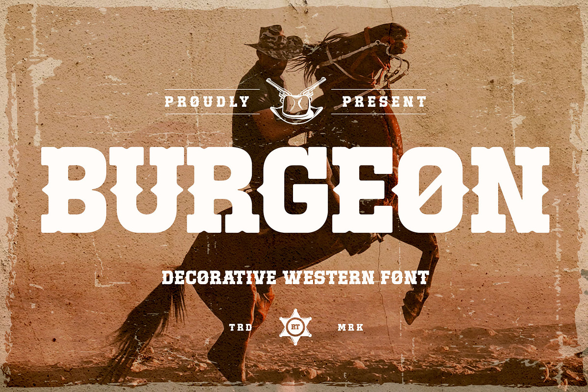 Burgeon Decorative Western font, a Serif Font by RantautypeStudio (Photo 1 of 15)