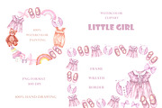 Little girl watercolor set. Nursery, a Person Illustration by SabinaWatercolorArt (Thumbnail 10 of 15)