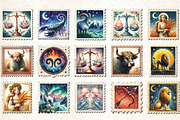 Zodiac Postage Stamps Clipart, an Illustration by Rose Art (Thumbnail 2 of 4)