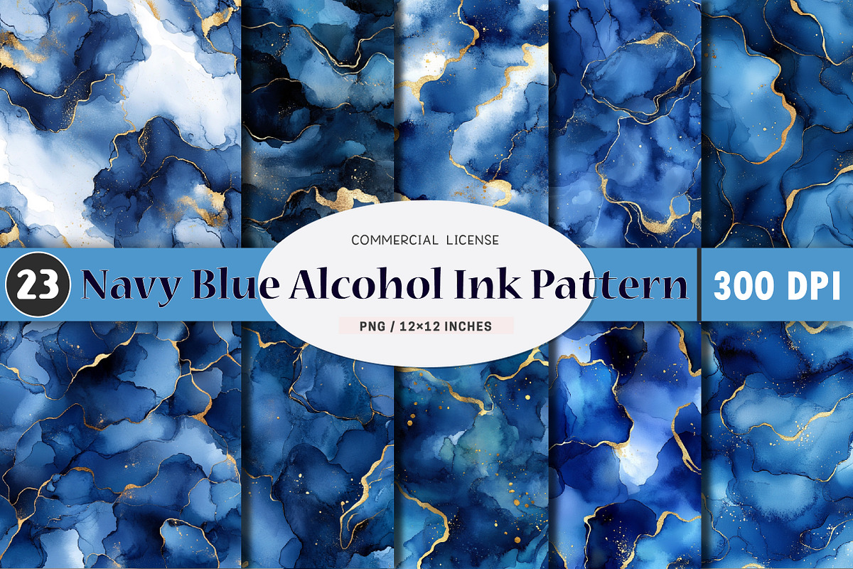 Navy Blue Alcohol Ink Pattern, an Illustration by SinaCreation (Photo 1 of 5)